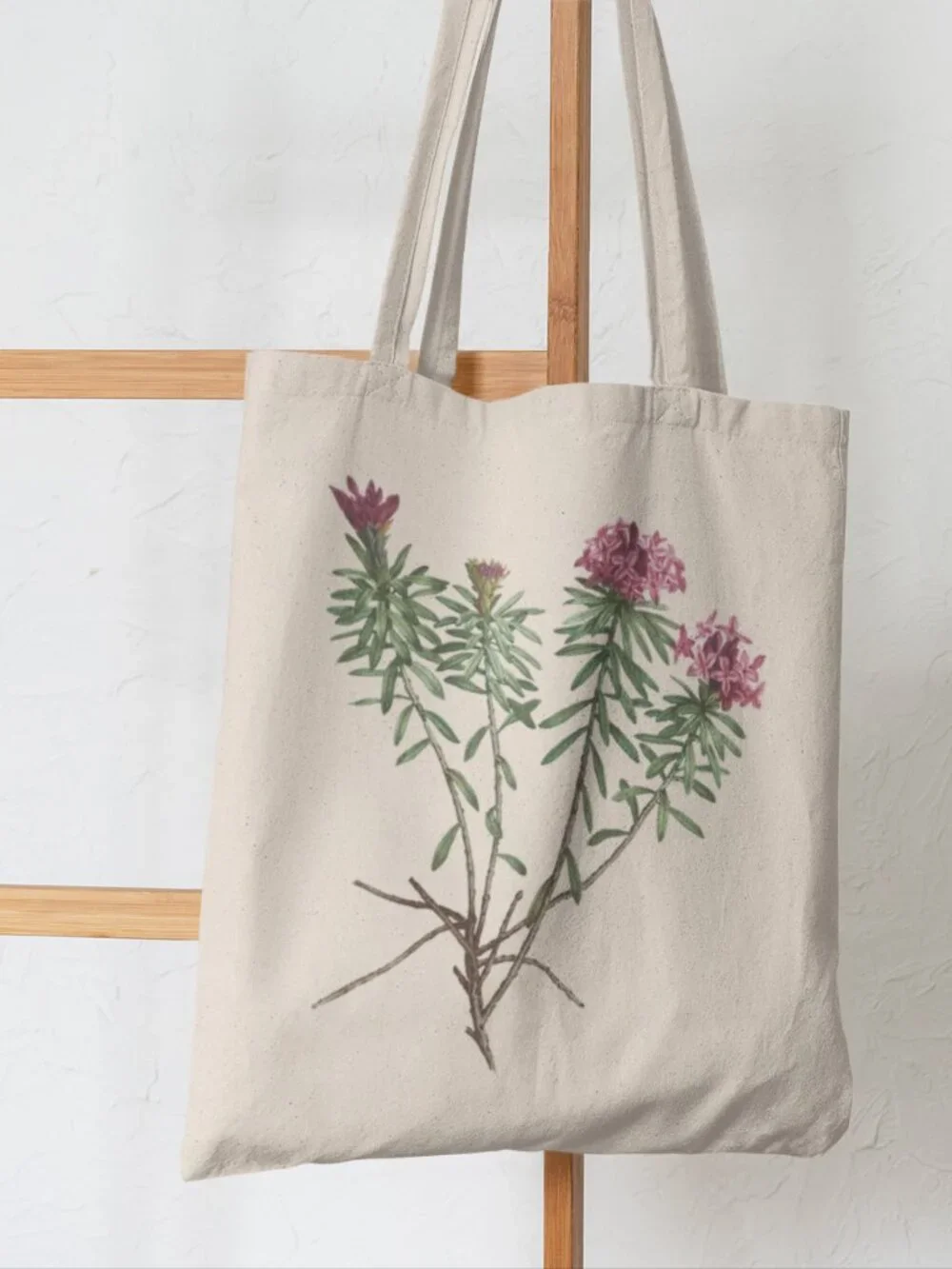 Garland Flower Vintage Floral Print Graphic Canvas Tote Bag